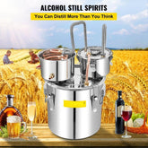 Alcohol Still, 13.2Gal / 50L Stainless Steel Water Alcohol Distiller Copper Tube Home Brewing Kit Build-in Thermometer for DIY Whisky Wine Brandy, Silver